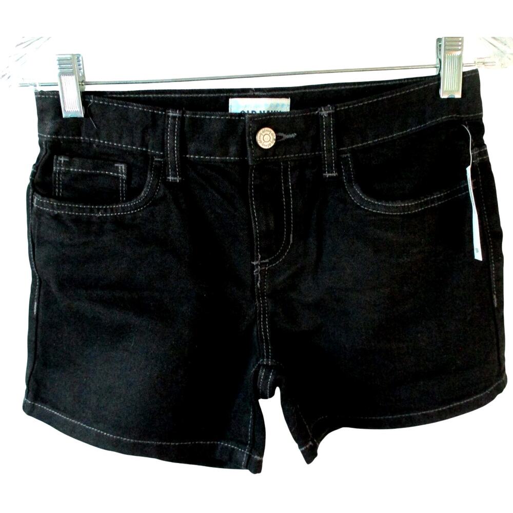 Old Navy Women's Black Mid Rise Shorty Zip Front Jean Shorts NWT Size 12 Reg.